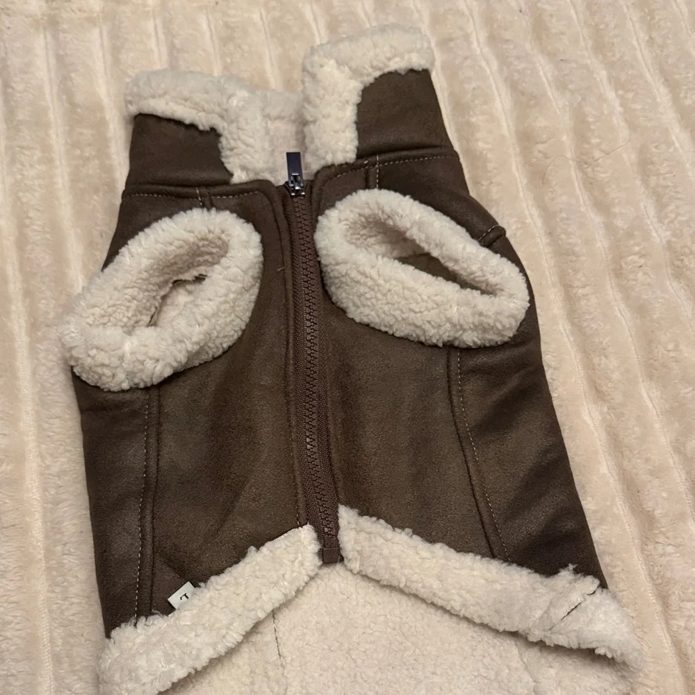 Brown Faux Leather CC Dog Coat - Picture 4 of 7